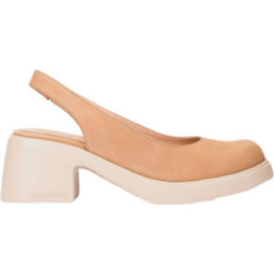 Wonders Γόβες Slingback Δερμάτινες με Χοντρό Χαμηλό Τακούνι Μπεζ Ε-7130