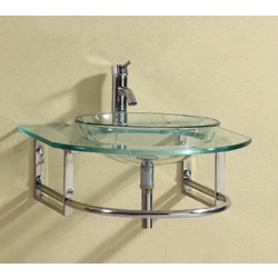 Gloria Glass Basin Full System Κρεμαστός Νιπτήρας Μπάνιου Γυάλινος 60x55cm Διαφανής 36-6055