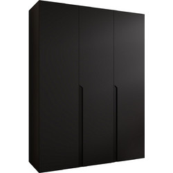 PoliHome Τρίφυλλη Ντουλάπα Ρούχων Μαύρη 150x52x202cm 163087709