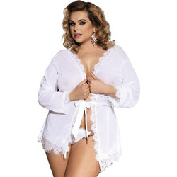 Subblime Sexy Ρόμπα See Through με Δαντέλα Λευκή D-220604