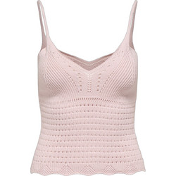 Only Γυναικείο Καλοκαιρινό Crop Top Πλεκτό Ροζ 15369248