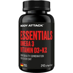 Body Attack Essentials Omega 3 Vitamin D3 & K2 240 Μαλακές Κάψουλες