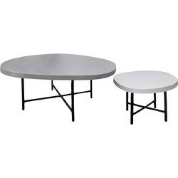 HomeMarkt Iffans Τραπεζάκια Σαλονιού Στρογγυλά Ξύλινα με Μεταλλική Βάση 2τμχ Μ71xΠ55xΥ41cm HM10733.01