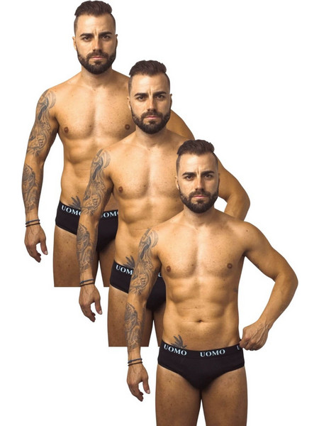 Uomo Ανδρικά Σλιπ Βαμβακερά Navy Μπλε 3Pack D10170