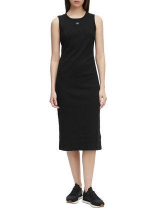 Calvin Klein Midi Καλοκαιρινό Καθημερινό Φόρεμα Ριπ Μαύρο LV047G209G-UB1