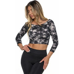 Bodymove Γυναικείο Αθλητικό Crop Top Ανθρακί Λευκό 1370-13