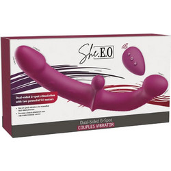 She.E.O Διπλός Δονητής G-Spot για Ζευγάρια με Τηλεχειριστήριο 29cm Μωβ