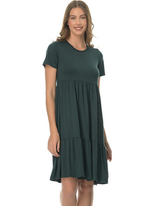 PNN Nightwear Mini Καλοκαιρινό Καθημερινό Φόρεμα Μεταξωτό Κυπαρισσί 0263-0014-5