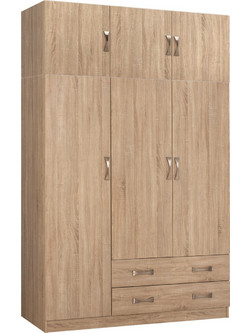 B2BMarkt Τρίφυλλη Ντουλάπα Ρούχων με Πατάρι Sonoma 150x55x240cm 9995786