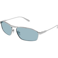 Balenciaga BB0416S 005 Γυναικεία Γυαλιά Ηλίου Ορθογώνια Μεταλλικά Ασημί με Μπλε Φακό