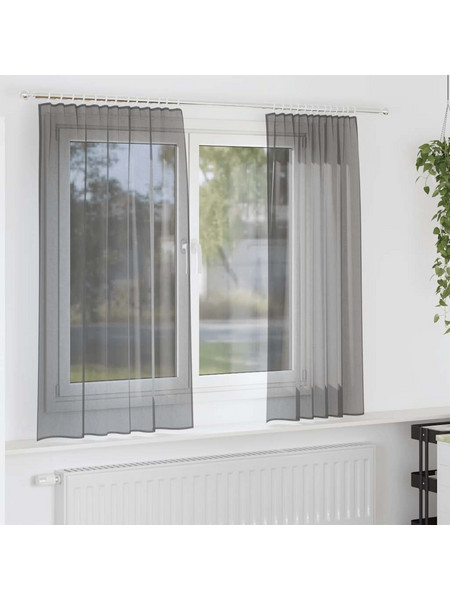 vidaXL Σετ Κουρτίνες Παραθύρου με Γάντζους 140x140 2 τμχ 4102181 Σκούρο Γκρι