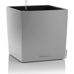 Lechuza Cube Premium 30 Αυτοποτιζόμενη Γλάστρα Εσωτερικού Χώρου Τετράγωνη Πλαστική Ασημί 29.5x29.5x30cm 16468