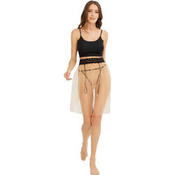 Cottonhill Sexy Φούστα See Through με Δαντέλα & Ζαρτιέρες Μαύρη Μπεζ 4042