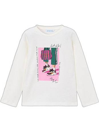 Mayoral Παιδικό T-Shirt Μακρυμάνικο Λευκό Ροζ Πράσινο 16-04031-094
