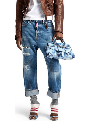 Dsquared2 Γυναικείο Τζιν Παντελόνι Relaxed Εφαρμογή με Σκισίματα Μπλε S75LB1185D30043-470
