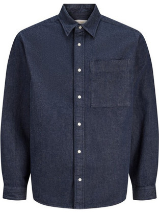 Jack & Jones Ανδρικό Πουκάμισο Τζιν Μακρυμάνικο Κανονική Γραμμή Navy Μπλε 12300971