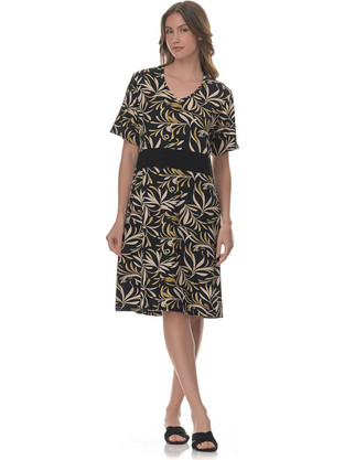 PNN Nightwear Georgia Mini Καλοκαιρινό Καθημερινό Φόρεμα Μαύρο Μπεζ 0263-2005