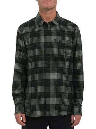 Volcom Ανδρικό Πουκάμισο Βαμβακερό Καρό Μακρυμάνικο Κανονική Γραμμή Ανθρακί A0532602-WMS