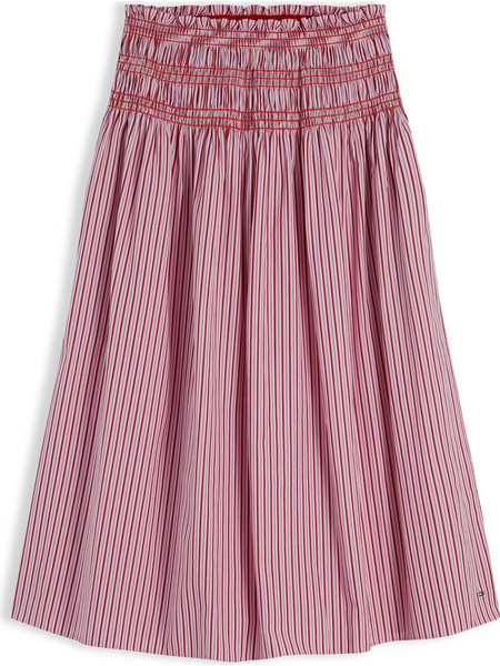 Tommy Hilfiger Μίντι Φούστα Υφασμάτινη Ψηλόμεση Πλισέ Ριγέ Κόκκινη WW0WW49888