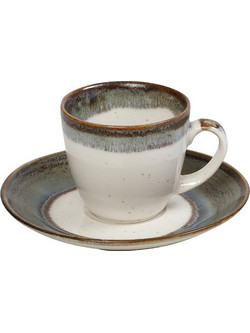 Espiel Essentials Σετ Φλιτζάνια Espresso Πορσελάνης Μπεζ Πράσινα 90ml 6τμχ OWP101K6
