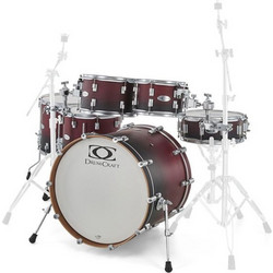 Drumcraft Series 6 2up 2down Satin Black Red Fade