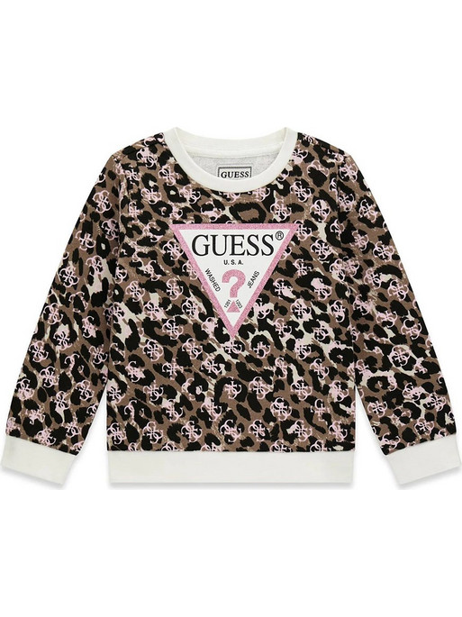 Guess Παιδικό Φούτερ Καφέ Λευκό Μαύρο K6YQ04K3845-PMMX