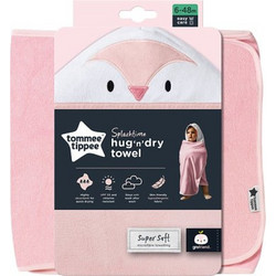 Tommee Tippee Splashtime Hug 'N' Dry Percy The Penguin Βρεφικό Μπουρνούζι Κάπα Ροζ