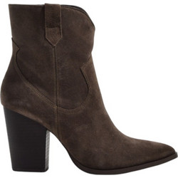 Fardoulis Γυναικεία Μποτάκια Cowgirl Suede Σοκολατί με Χοντρό Ψηλό Τακούνι 953-01
