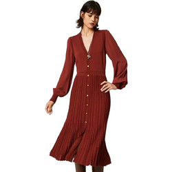 TWINSET Midi Καθημερινό Φόρεμα Πλεκτό Μπορντό 262TP3082