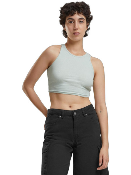 Urban Classics Γυναικείο Καλοκαιρινό Crop Top Ριπ Πράσινο Mint TB1498-14067