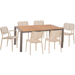 HomeMarkt Hilliard Σετ Τραπεζαρία Κήπου Μεταλλικό 7τμχ Μπεζ HM10999.04