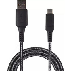 2GO 795822 Stainless USB-A to USB-C 1m Black