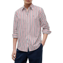 Tommy Hilfiger Ανδρικό Πουκάμισο Βαμβακερό Ριγέ Μακρυμάνικο Κανονική Γραμμή Κόκκινο Μπλε MW0MW43315-0EV