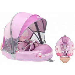 Mambobaby Βρεφικό Σωσίβιο Swimtrainer 62cm με Σκίαστρο για 3 Μηνών έως 2 Ετών Ροζ EM15-7