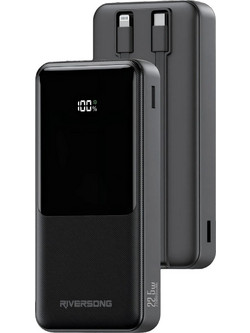 Riversong Horizon 20 Pro Power Bank 20000mAh 22.5W με Ενσωματωμένα Καλώδια USB-C & Lightning Black