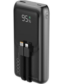 Energenie PB20-PD20-LCD-01 Power Bank 20000mAh 20W με Ενσωματωμένα Καλώδια USB-C & Lightning Quick Charge 3.0 & Power Delivery Black