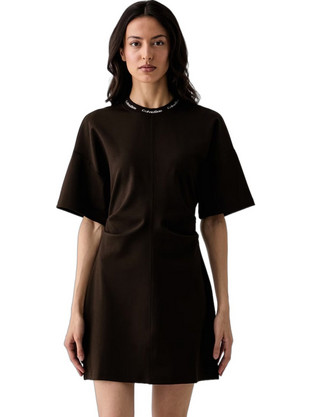 Calvin Klein Mini Καλοκαιρινό Καθημερινό Φόρεμα Μεταξωτό Σοκολατί LV047G251G-TO2