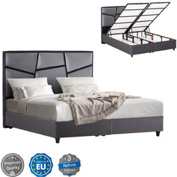 HomeMarkt Irida Κρεβάτι Υπέρδιπλο Υφασμάτινο με Αποθηκευτικό Χώρο & Μηχανισμό Ανύψωσης 160x200cm HM718