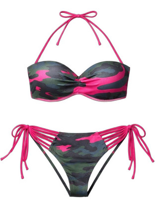 Med Bikini Set Strapless με Ενίσχυση Χακί Φούξια 5202527-81/52064327-81