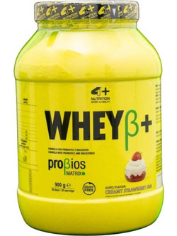 4+ Nutrition Wheyβ+ Creamy Strawberry Jam Πρωτεΐνη Ορού Γάλακτος Χωρίς Γλουτένη 900gr