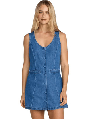 RVCA Lainey Mini Καλοκαιρινό Καθημερινό Φόρεμα Τζιν Μπλε 23B134514-CRY