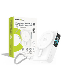 Mobile Origin PB19 Wireless Magsafe Power Bank 10000mAh 20W με Ενσωματωμένο Καλώδιο USB-C Power Delivery White
