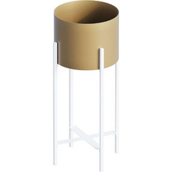Aberto Design Κασπώ Δαπέδου Εσωτερικού Χώρου Μεταλλικό με Πόδια Λευκό Χρυσό 23x48cm 247HFM1199