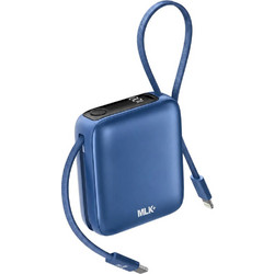 MLK+ LX17 Power Bank 10000mAh 22.5W με Ενσωματωμένα Καλώδια USB-C & Lightning Blue