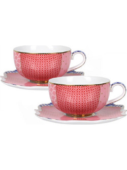 Pip Studio Royal Σετ Φλιτζάνια Espresso & Ελληνικού Καφέ Πορσελάνης Ροζ 125ml 2τμχ 51004073