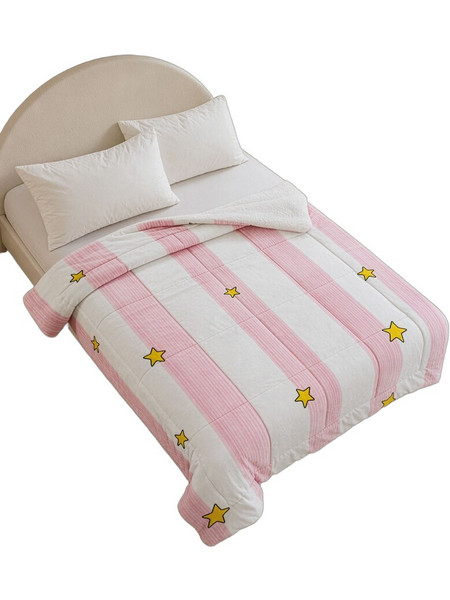 Rythmos Starlit Παιδική Κουβέρτα Fleece Αστεράκια 160x220 Λευκή Ροζ