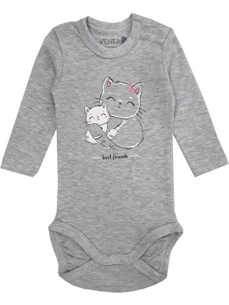 Cats Best Friends Φορμάκι Εσώρουχο Μακρυμάνικo για Κορίτσι Γκρι 225069