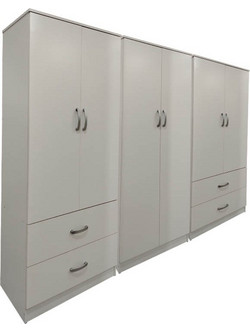 Pakoworld Εξάφυλλη Ντουλάπα Ρούχων Athos Λευκή 240x42x180cm 383-000180