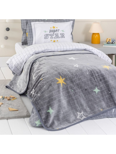 Nima Starlight Παιδική Κουβέρτα Βελουτέ Αστεράκια 180x220 Γκρι