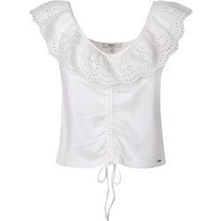 Pepe Jeans Buffi Γυναικείο Καλοκαιρινό Crop Top Βαμβακερό Λευκό PL505144-800